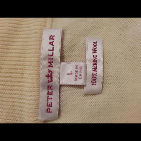 PETER MILLAR large cream & grey merino wool sweater - Picture 3 of 4